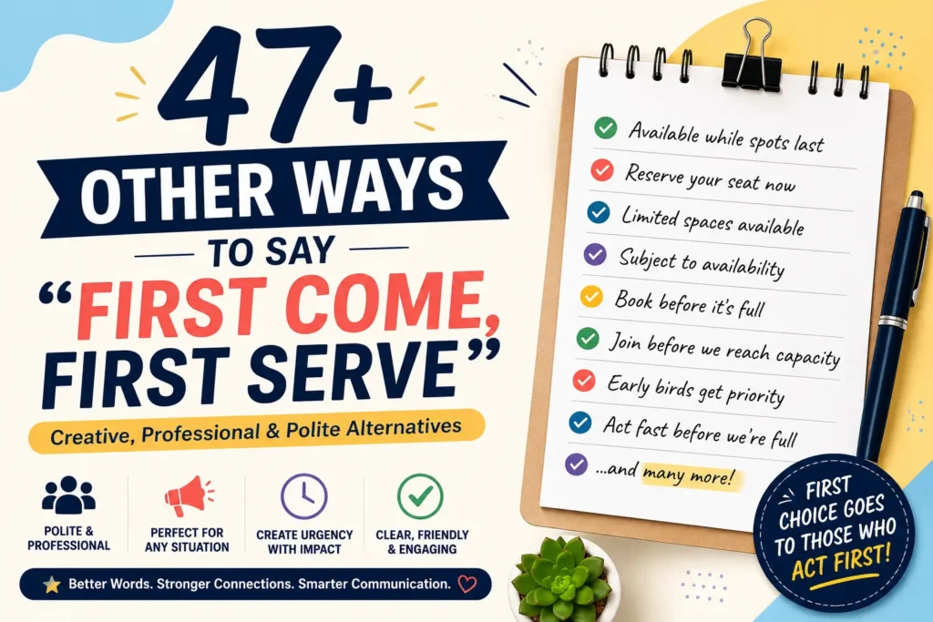 other ways to say first come first serve