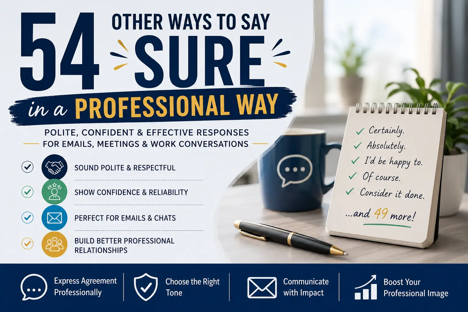 other ways to say sure in professional way