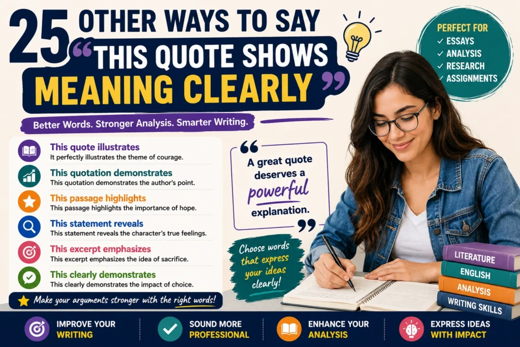 other ways to say this quote shows meaning clearly