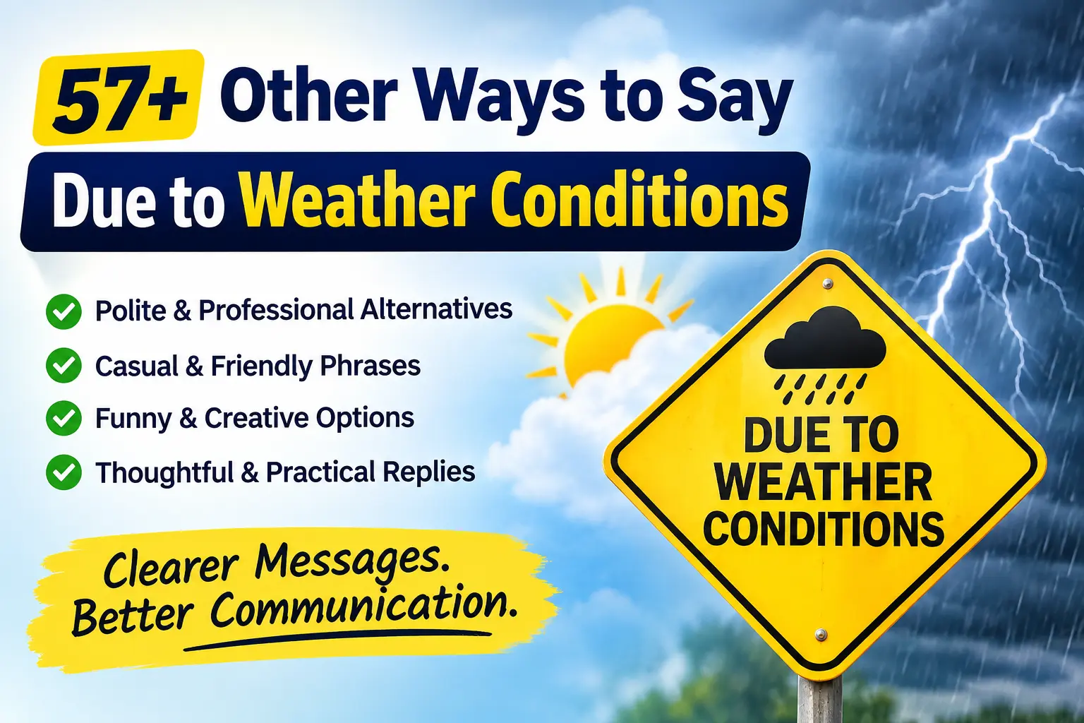 other ways to say due to weather conditions