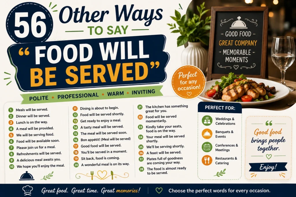 other ways to say food will be served
