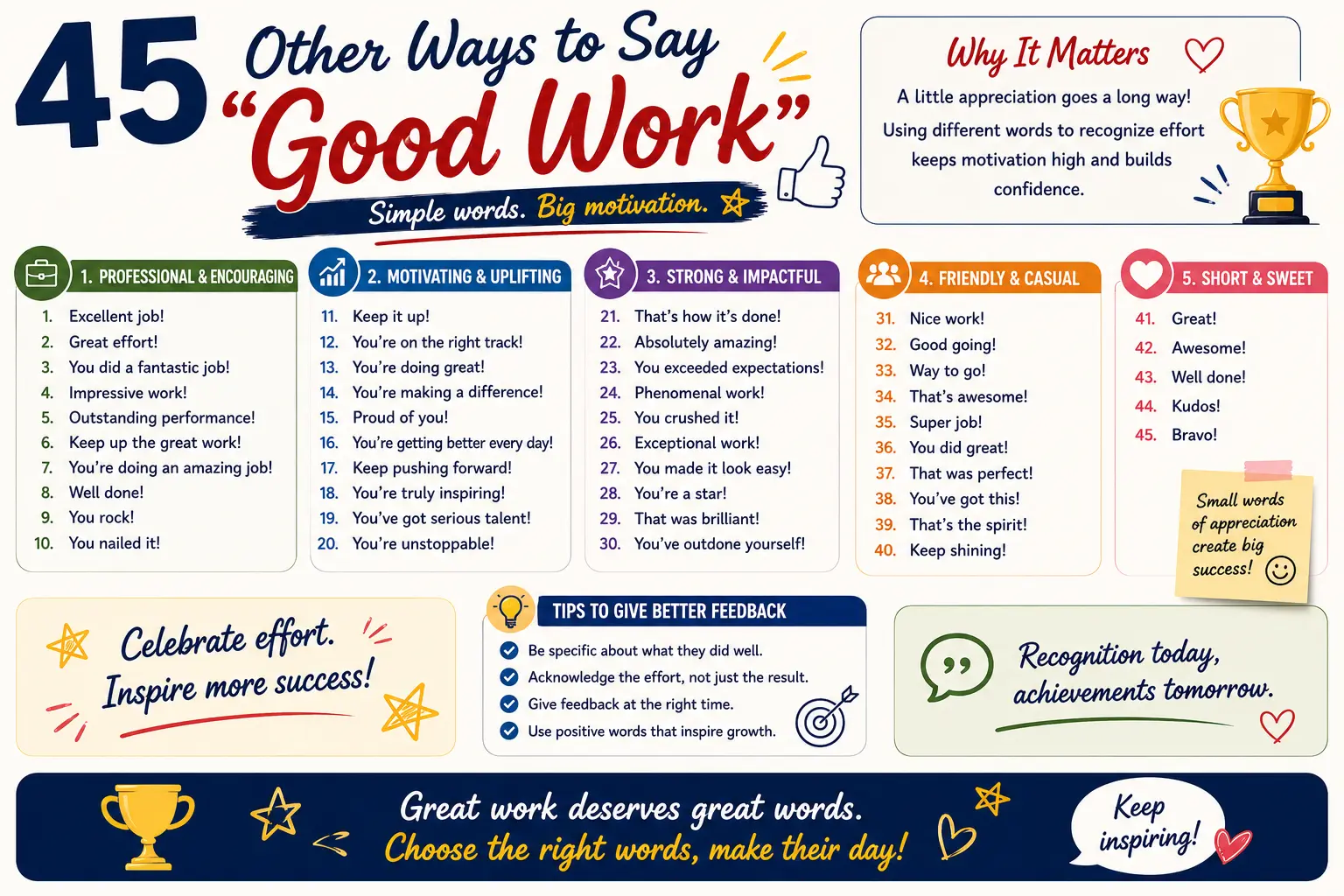 other ways to say good work