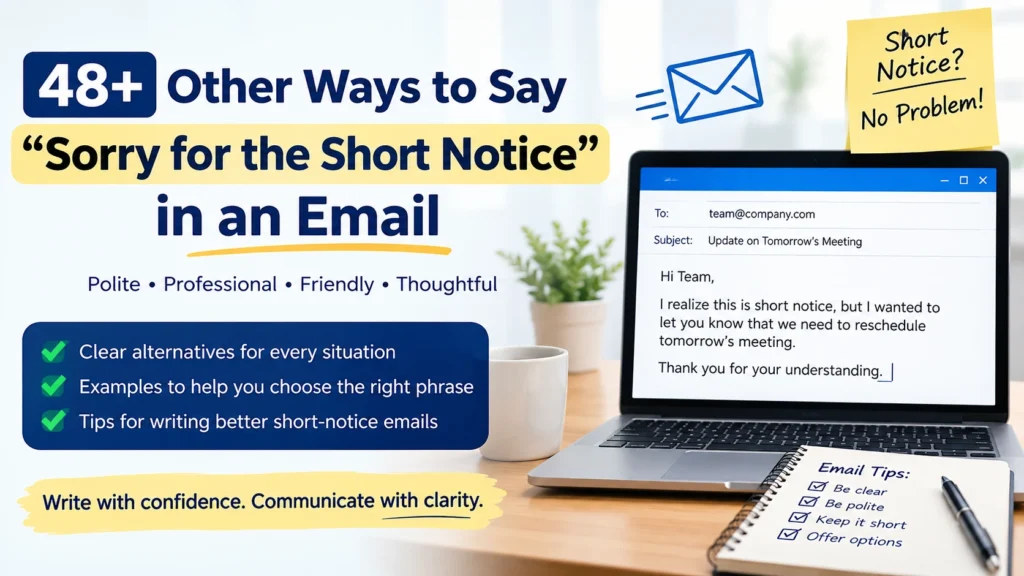 other ways to say sorry for the short notice in an email
