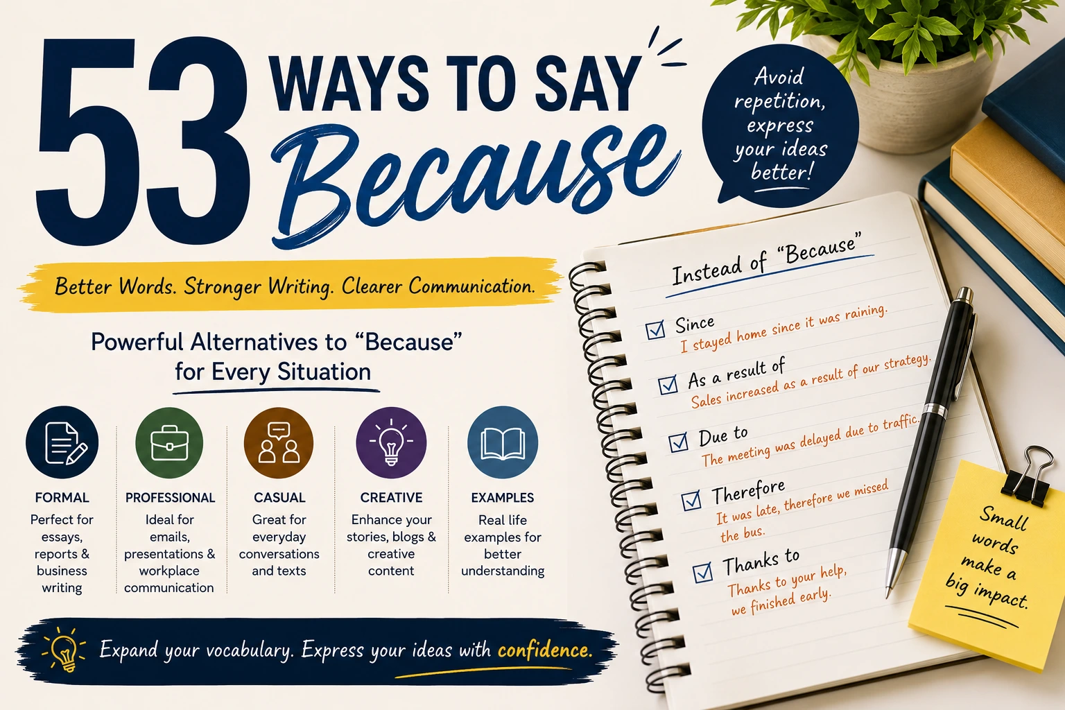 ways to say because