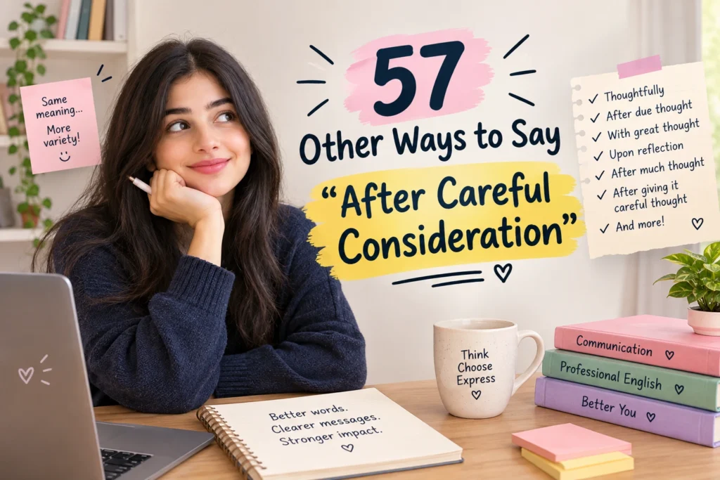other ways to say after careful consideration