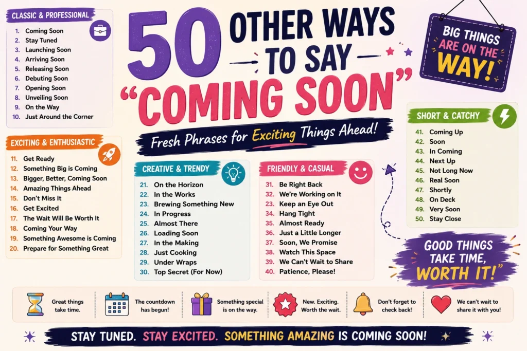 other ways to say coming soon