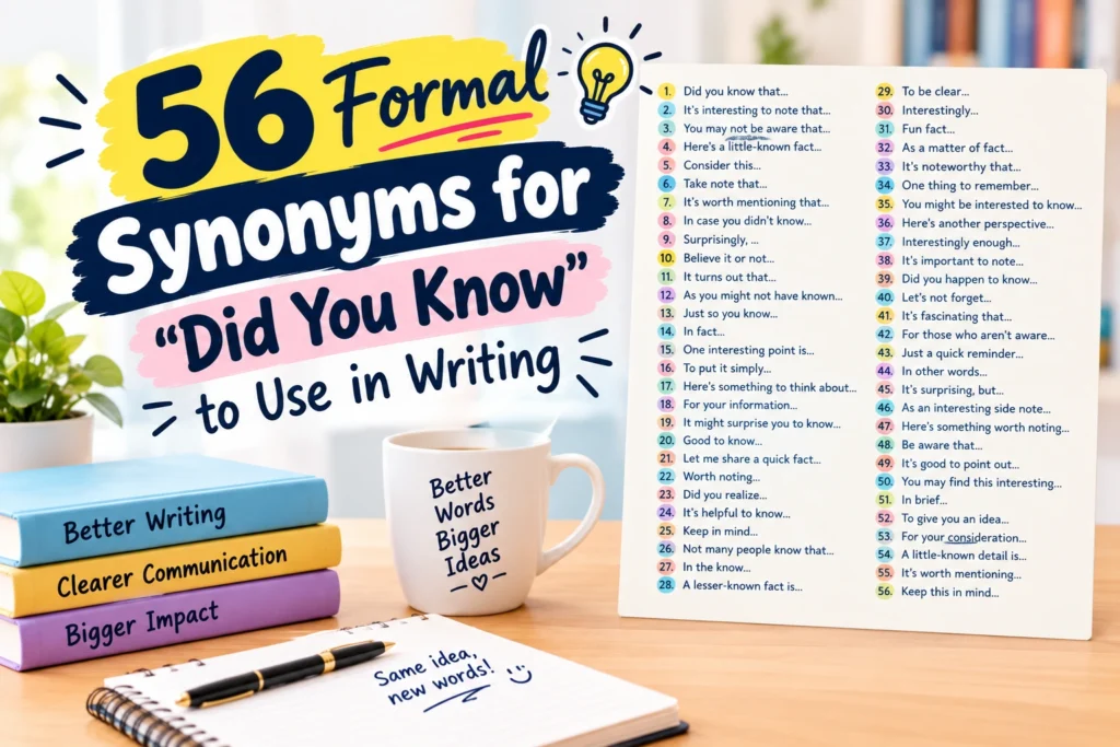 formal synonyms for did you know