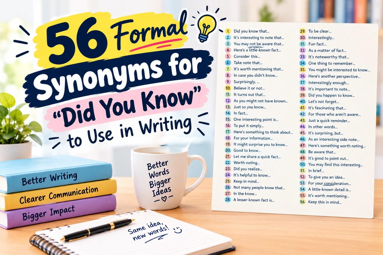 formal synonyms for did you know